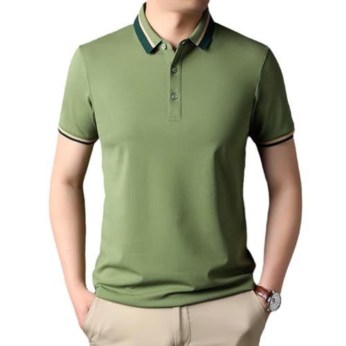 Polo homme vert à manches courtes décontracté en coton pour l'été