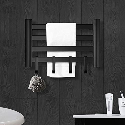 Toallero eléctrico de aluminio negro con termostato de pared 55cm 2