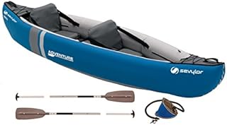 Sevylor inflatable canoe Adventure Kit - robust 2 person folding kayak incl. 2 paddles, foot pump, 314 x 88 cm