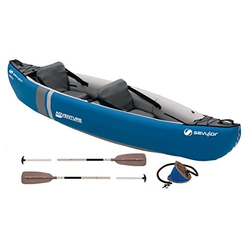 Sevylor Kanu aufblasbar Adventure Kit - 2 Personen Faltkajak inkl. 2 Paddel, Fußpumpe, 314 x 88 cm