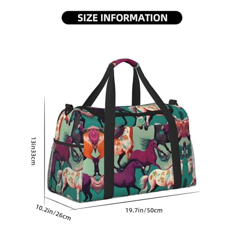 Sac de sport noir avec imprimé différents types de chevaux One Size