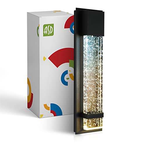 Asd Led Wall Mount Light Fixture | Crystal Bubble Glass Lighting Sconce | 18 Inch 11.5W (50W) 120V 500Lm 3000K 4000K 5000K Adjustable | Outdoor & Indoor Lamp, Dimmable, Waterproof, Etl | Black #TOP6