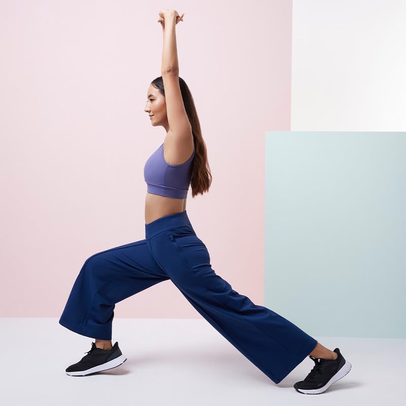 BlissClub Ultimate Wide Leg Pants for Women, Stretchable Trousers for Women Formal Wear with High Waist and 2 Pockets 2