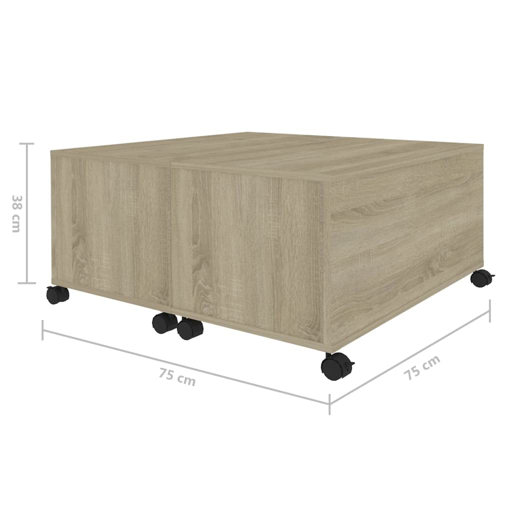 Couchtisch mit ausziehbarer Ablagefach und Ablagefach aus Holzwerkstoff in Weiß, 75x75x38 cm