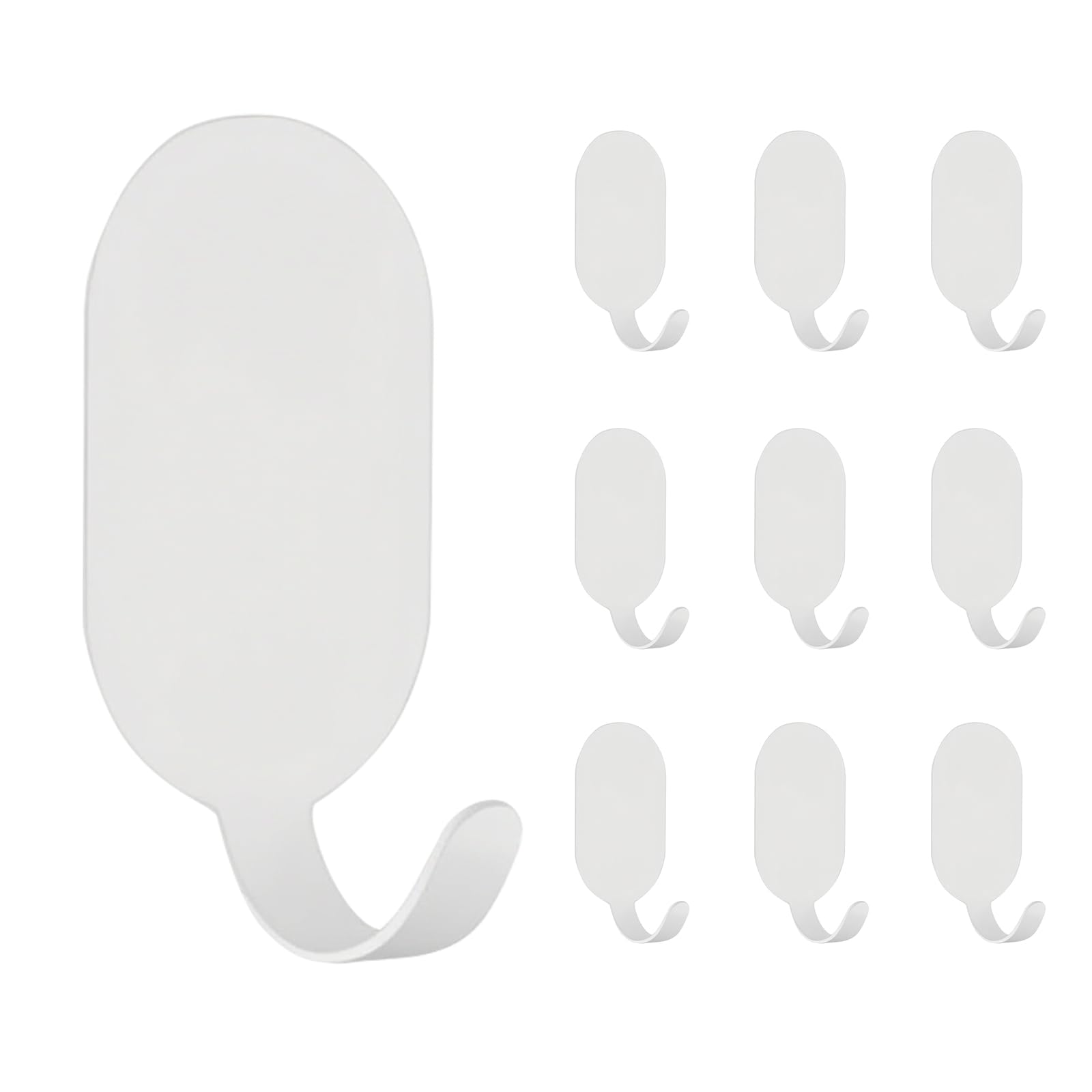 Sticky Adhesive Hooks for Hanging, Stainless Steel Hooks, Key Hooks, Towel Hooks, Coat Hooks, Command Hooks Wall Mount Hanger Door Hook Kitchen Utility Hooks, Drill Free No Damage 10 Pcs (White)