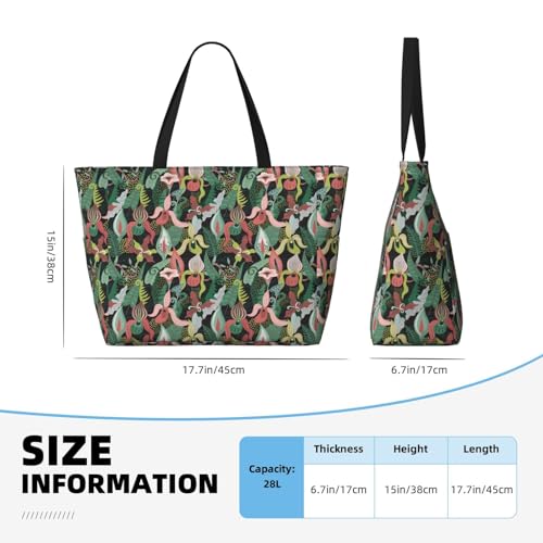 Jungle Print Large Beach Tote Bag for Women Extra Large Capacity Sandproof Waterproof Pool Bag Suitable for Swimming Pool Gym Groceries Travel4