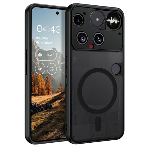 Image of GUAGUA for Nothing Phone 3 Case, [Compatible with MagSafe] Magnetic Anti-Scratch Translucent Matte Back Slim Shockproof Phone Cover for Nothing Phone 3,Black
