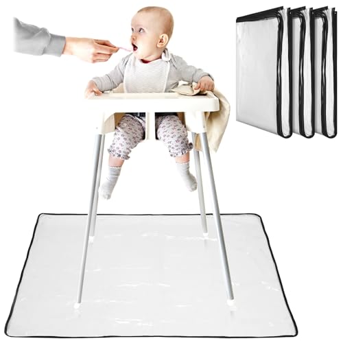 Wenqik 3 Pcs 47''x47'' Waterproof Washable Baby Splat Mat for Under High Chair Mat Clear Plastic Floor Protector Splash Mat for Under High Chair Art Floor Cover for Food Spills Kids Room