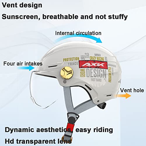 Dot Approved Motorcycle Half Helmet, With Sun Visor Open Face Helmet, For Four Seasons Multicolor Cruiser Moped Chopper Atv Fashion Scooter Helmet, For Adult Men And Women-A-52-62Cm #TOP1