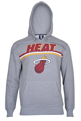 Ultra Game Men's NBA Official Fleece Hoodie Pullover Sweatshirt Primo Metallic, Miami Heat, Heather Gray, Medium