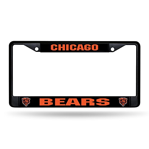Rico Industries NFL Football Chicago Bears Primary Black Chrome Frame with Plastic Inserts 12 x 6 Car/Truck Auto Accessory