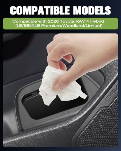 Image of (2PCS) RAV 4 2025 Trash Can Trash Bin for Door RAV4 XSE Car Door Trashcan Trash Holder for 2019-2025 Toyota RAV4 Hybrid Accessories (LE /SE /XLE Premium /Woodland /Limited)Driver Passenger Door Trashcans