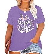 Womens Easter Shirt Plus Size Bunny Rabbit Graphic Tees Happy