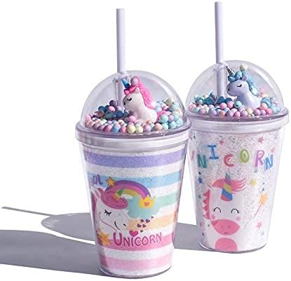 Miniatura 7 de Vasos de unicornio con pajita para fiestas infantiles, vasos de viaje, tazas de café helado, vaso de plástico reutilizable, botella de agua Gfit