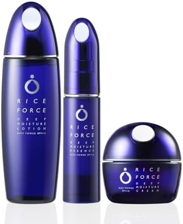Rice Force Deep Moisture Lotion 4.2 fl oz (120 ml), Deep Moisture Essence, 1.0 fl oz (30 ml), Deep Moisture Cream 1.1 oz (30 g), Set of 3, Lotion, Beauty Lotion, Cream, Quasi-Drug, Rice Power No. 11α,