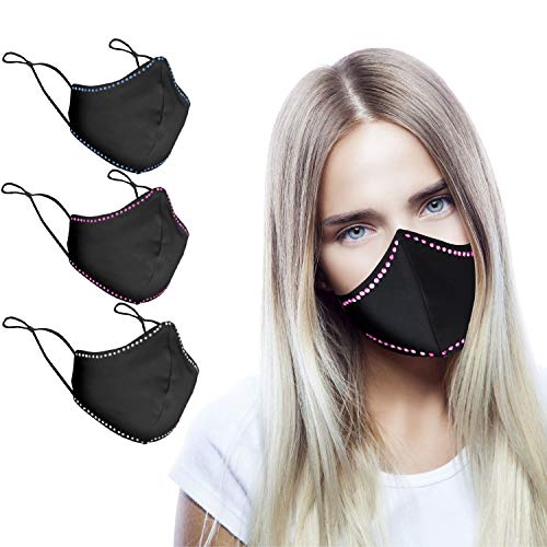 CHIC&LOVE - Banda Facial Reutilizable Negra para Mujer con Diseño Original de...