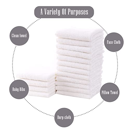 Image of Cute Castle Ultra-Soft Baby Washcloths, 16 Pack - 9 inch by 9 inch, Gentle on Sensitive Skin for Face and Body, Plush, Super Absorbent Wash Clothes for Girls and Boys, White