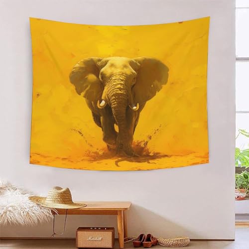 Tapisserie murale effet 3D éléphants grand tissu lavable KAYZTGSDA