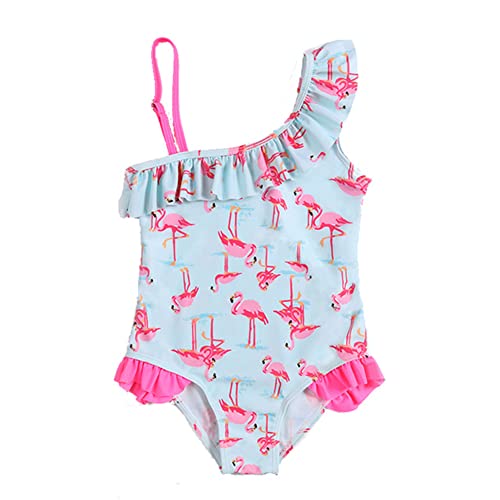 L SERVER Bañador Niña Natacion Traje de Baño Una Pieza Volantes Estampado Dibujos Animados Playa para 1-6 Años, Lago Azul, L Cover