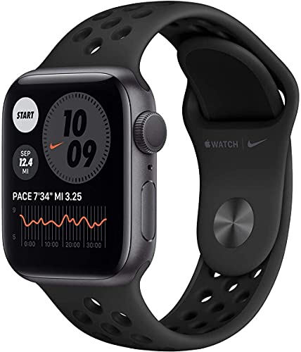 Apple Watch Nike Series 6 (GPS, 40MM) - Space Gray Aluminum Case with Anthracite and Black Nike Sport Band (Renewed)