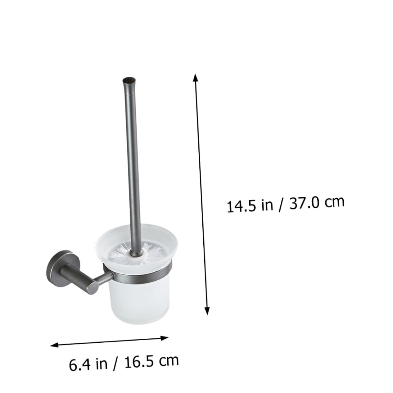 Cepillo de Inodoro de Mango Largo Base Redonda de Vidrio Esmerilado Escobilla de Baño Montada la Pared Juego de Limpieza para Inodoro Cerdas Suaves para Hogar y Baño