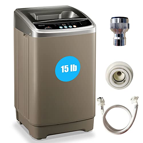 WANAI Full-Automatic Washing Machine Portable Compact Washer 1.6cu.ft/15lbs Capacity with Drain Pump For Camping, Apartments, Dorms, College Rooms, RVâ€™s, Delicates and more