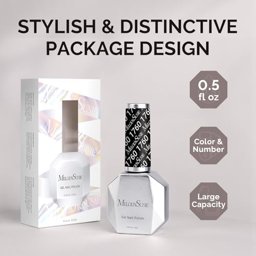 Image of MelodySusie Black Gel Nail Polish, 0.5fl oz Nails Soak Off UV LED Black Shimmer Gel Polish Gift for Women Nail Art Manicure Salon DIY Nail Design Decoration at Home-1760