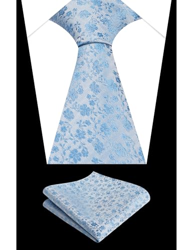 Image of Alizeal Mens 3.15inches Exquisite Floral Tie with Small Flower Printed Pocket Square
