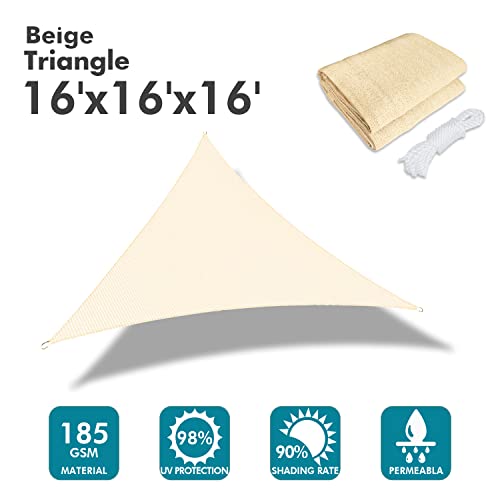 Image of KANAGAWA 16'x16'x16' Sun Shade Sail Cream Curved Triangle