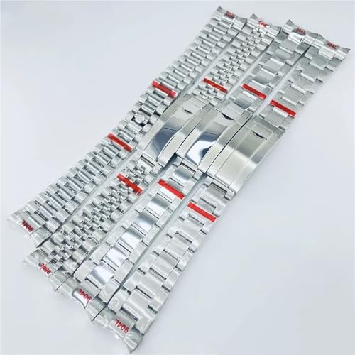 20mm Width 904L Solid Stainless Steel Watch Band Brushed Polished Oyster Bracelet Folding Buckle Glide Lock Clasp3