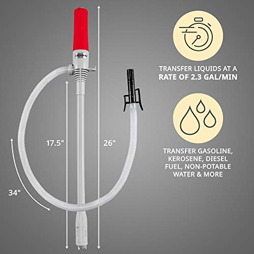 Image of DEWAY Fuel Transfer Pump, WAYPUMP13, Gas Can Pump, Auto Stop, Gray, Large