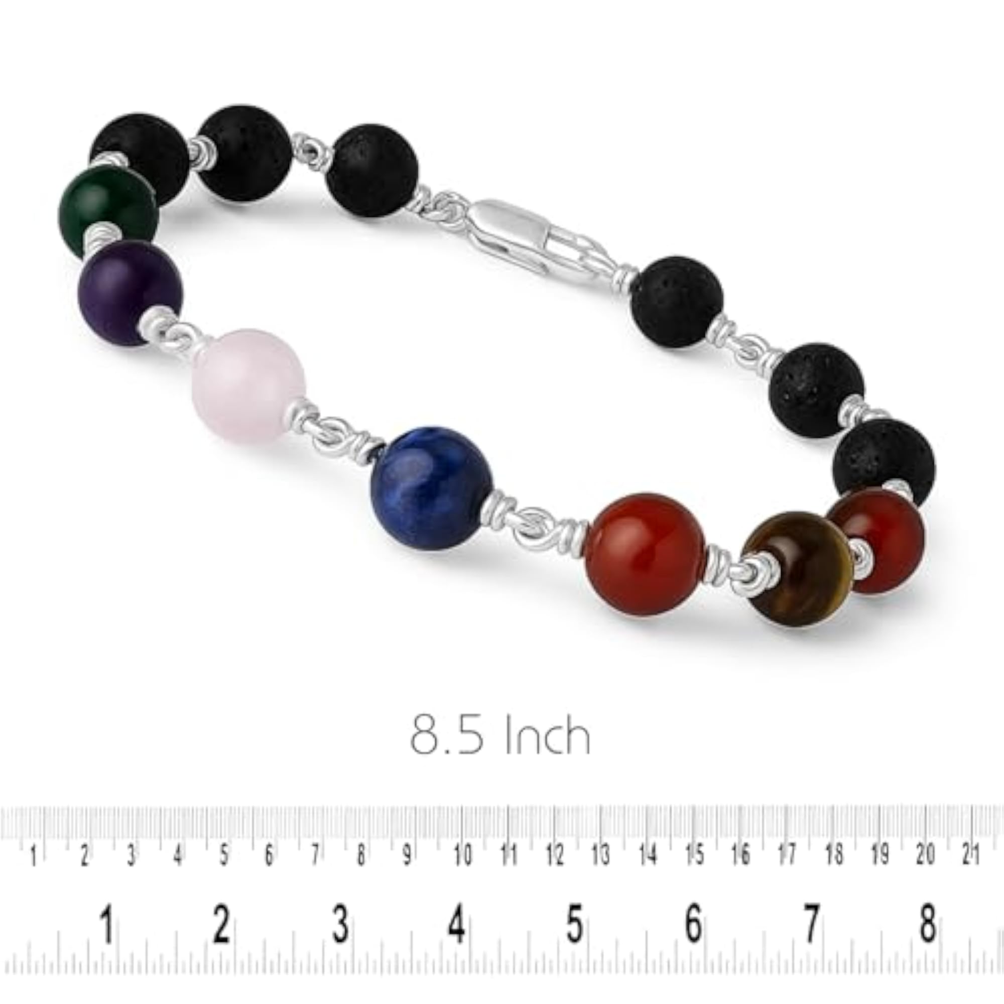 7 Chakra Bracelet 925 Sterling Silver Natural Stones