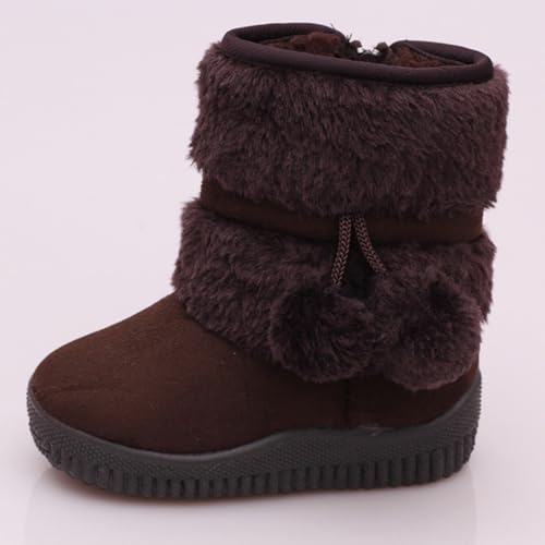 Bottes d'hiver pour filles confortables à fermeture éclair couleur café