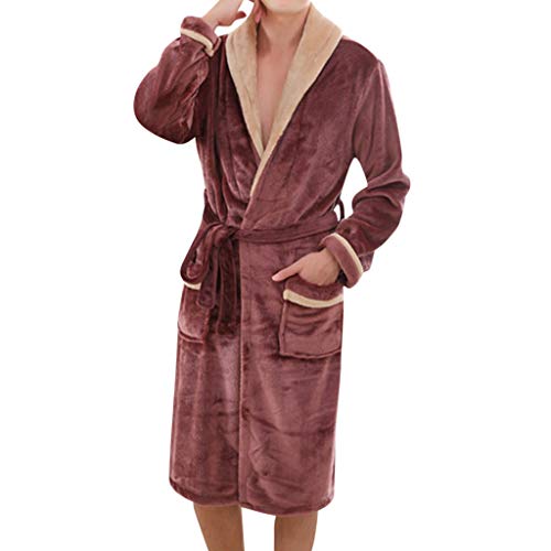 Bata de Pijama de Franela para Hombre Bata de baño Bata de...