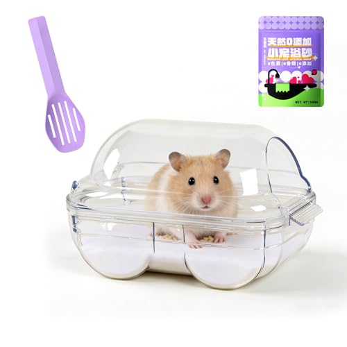 3 Pcs Hamster Sand Bath Container Set, Transparent Sandbox Toilet with 500g Bathing Sand, Small Animal Bathtub for Dwarf Hamsters, Gerbils, Syrian Hamsters