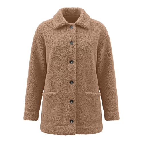 Womens Sherpa Fleece Jacket Long Sleeve Button Down Coats with Pockets - image 5