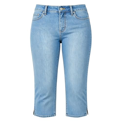 Vaqueros 3/4 para mujer elásticos con cintura alta estilo capri ajustado 5