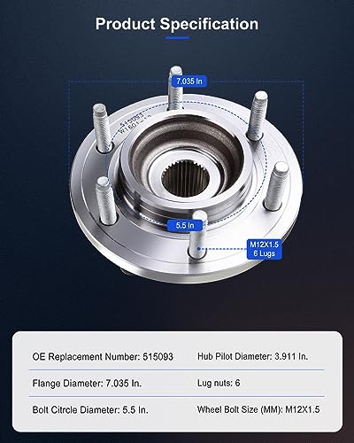 Image of ECCPP 515093 Wheel Bearing Hub Assembly for Hummer H3 2006-2010 | for Hummer H3T 2009-2010 6 lugs w /ABS Sensor Pre-Greased Sealed