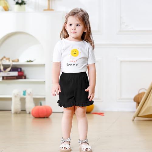 DREAM BUS 3 Pack Baby Girls Shorts Toddler Summer Casual Shorts Cotton Toddler Girls Ruffled Shorts Newborn Infant Bloomers2