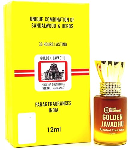 Image of Parag fragrances Golden Javadhu 12Ml (Herbal Fragrance) Pride Of South India /Long Lasting, Natural & Alcohol Free Attar Liquid For Men /Unique & Ideal Combination Of Sandalwood & Herbs