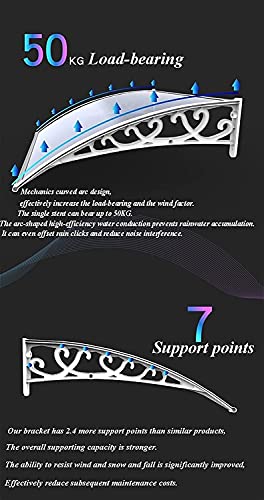 Front/Back Door Porch Canopy Rain Protector Awning Smash Resistant Roof Shelter Door Window Awning Canopy(Color:clear;Size:150X300Cm) #TOP4