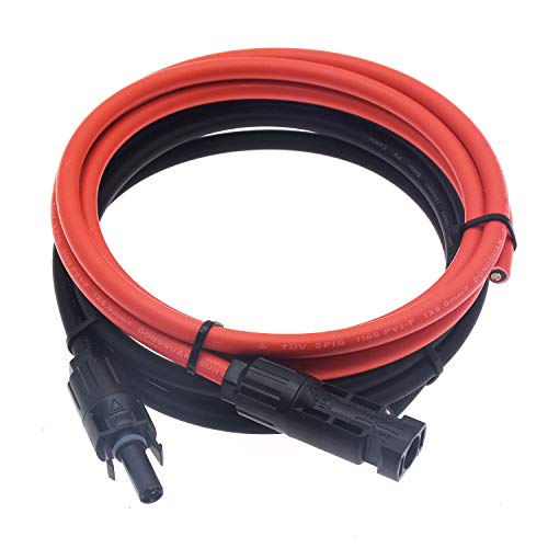 Câble solaire 10 AWG 6mm² noir et rouge 1,5m avec connecteurs MC4