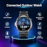 Military Smart Watch for Men with 100 Days Battery/Flashlight/Compass
