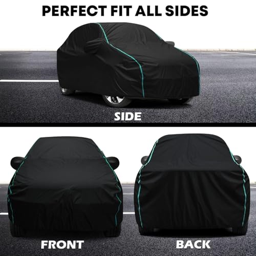 Image of 100% Waterproof Car Cover for Tata Nexon with Mirror Pockets, Triple Stitched, Heavy Duty, UV Protection (Black)