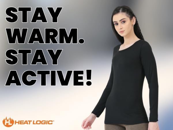 Heat Logic Women’s Thermal Long Sleeve - Warm Fleece-Lined Base Layer for Cold Weather, Black - Image 12