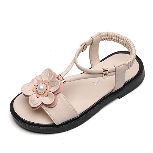 Girls Sandals Sandals Sandals Girls Baby Non-Slip Rubber Toddler Shoes Kids Flower Baby Shoes (Beige, 11-11.5 Years)