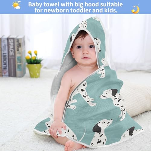 Image of Dalmatian Dogs Hooded Towel - Ultra Soft & Absorbent Muslin Cotton Bath Towel for Babies, Toddlers, Newborn - Boys & Girls Essential 30 inchx30 inch