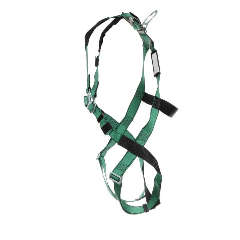 Image of MSA 10197196 V-Form Full Body Safety Harness - Size: Standard (Medium), D-Ring Configuration: Back, Qwik Fit Leg Straps, Color: Green, Full Body Harness, Durable, Fall Protection