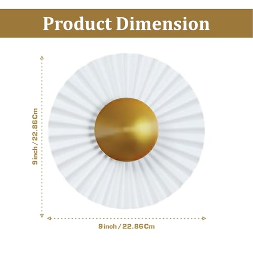 Image of Luxury Sunburst Wall Light - White & Gold Metal Finish | 3-in-1 LED Decorative Wall Sconce | Modern Light Fixture for Living Room, Bedroom & Hallway Decor, Home & Office