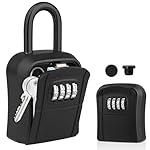 Diyife Key Safe, [Weatherproof] Small Portable Key Box Outdoor with Removable Shackle Hanging & Wall Mounted Lock Box, Resettable 4 Digit Combination Key Storage Lock Box for House